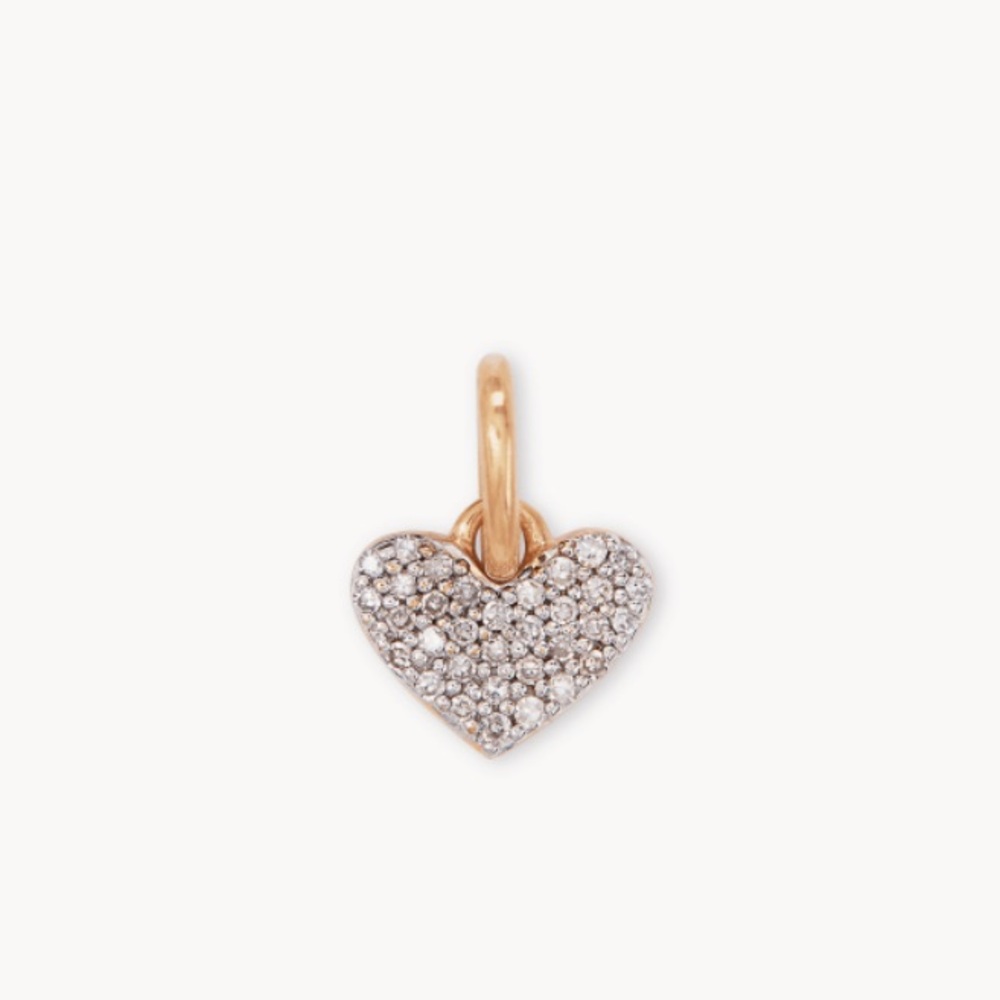 New Kendra Scott 18k Rose Gold Vermeil Sterling Ari Pave Diamond Heart Charm NWT